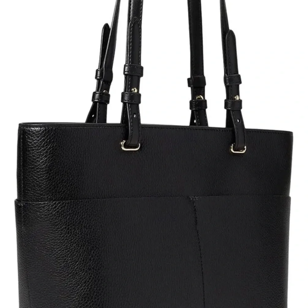 Michael Kors Bedford Black Pebbled Leather Medium Pocket Tote Shoulder